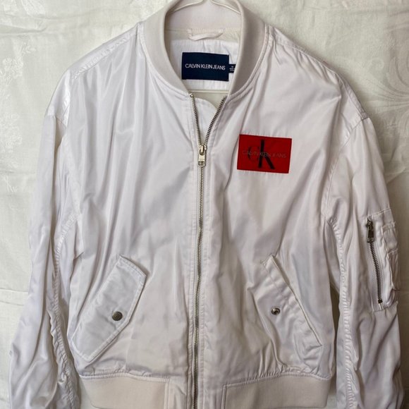 Calvin Klein Bomber Jacket, M, White - Picture 1 of 1